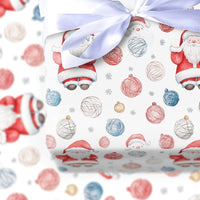 Crafter Santa Claus Ornament Wrapping Paper, Yarn Ball Santa Wrapping Paper, Knitting Christmas Wrapping Paper, Holiday Gift Wrap Roll
