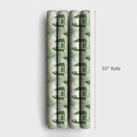 Green Christian Holiday Gift Wrap, Nativity Scene Christmas Wrapping Paper, Holy Family Manger Paper, Religious Gift Wrapping Paper Roll