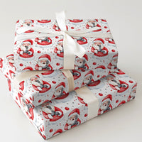 Whimsical Holiday Music Gift Wrap, Singing Santa Christmas Carol Wrapping Paper, Festive Red Bauble Gift Wrapping Paper, Xmas Roll Gift Wrap