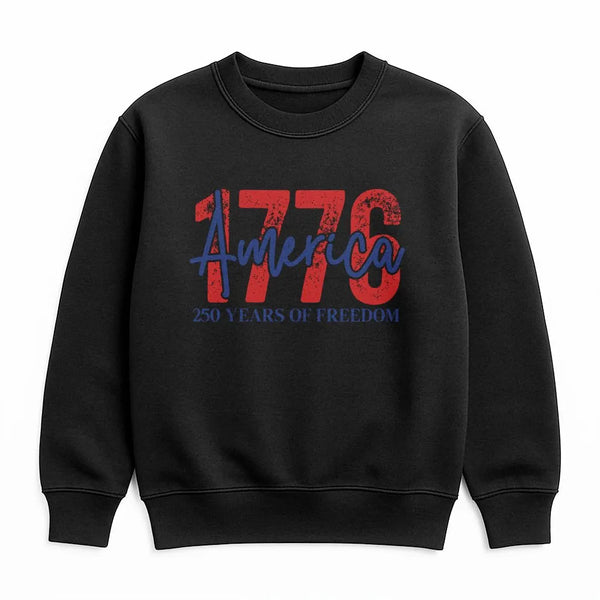 1776 America Sweatshirt | 250 Years of Freedom Patriotic Design | Soft Cotton Polyester Blend | Gift for History Lovers