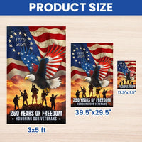 Veterans Day Garden Flag | 250 Years of Freedom Eagle & US Flag Design | Double-Sided Polyester | Patriotic Military Tribute Gift