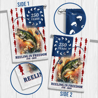 Bass Fishing Garden Flag | 250 Years Reeling in Freedom American Flag Design | Double-Sided Polyester | Patriotic Gift for Fishermen