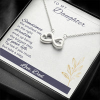 14k White Gold Finish Necklace, Daughter Infinity Heart Necklace, Heart Pendant Necklace, Meaningful Present from Dad, Birthday Christmas Present