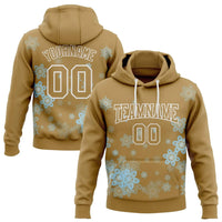 Custom Winter Holiday Pullover Hoodie, Personalized Snowflake Christmas Hoodie, Stitched Name Number Sweatshirt, Sports Fan Game Day Hoodie