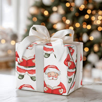 Watercolor Santa Claus Reading Book Gift Wrap, Reading Santa Wrapping Paper, Classic Christmas Gift Wrapping Paper, Holiday Book Lover Wrap