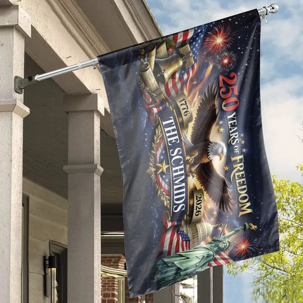 250 Years of Freedom House Flag | Patriotic Eagle and Americana Celebration Design | Premium Double-Sided Weather-Resistant Polyester | Gift for Patriotic Homeowners