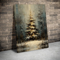 Snowy Winter Forest Canvas Art, Impressionist Christmas Tree Canvas Print, Holiday Pine Tree Canvas Decor, Rustic Winter Wall Art Present