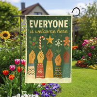 Inclusive Christmas Yard Flag, Everyone Is Welcome Here Garden Flag, Holiday Winter Lawn Banner, Seasonal Porch Flag, Xmas Home Decor