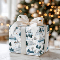 Snowy Capitol White House Gift Wrap, Washington DC Wrapping Paper, Watercolor Winter Holiday Gift Wrap, Patriotic Christmas Present Paper