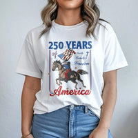 250 Years America T-Shirt | Patriotic Eagle & Horses Faith Family Freedom Design | Premium 100% Cotton Unisex Tee | Gift for Patriots