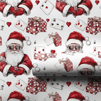 Poker Card Christmas Gift Wrap, Cool Santa Wrapping Paper, Sunglasses Santa Holiday Wrapping Paper, Casino Game Lover Xmas Wrapping Paper