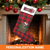 Red Buffalo Plaid Pet Stocking, Personalized Cat Christmas Stocking, Custom Cat Name Holiday Stocking, Pet Lover Xmas Mantle Decor Present
