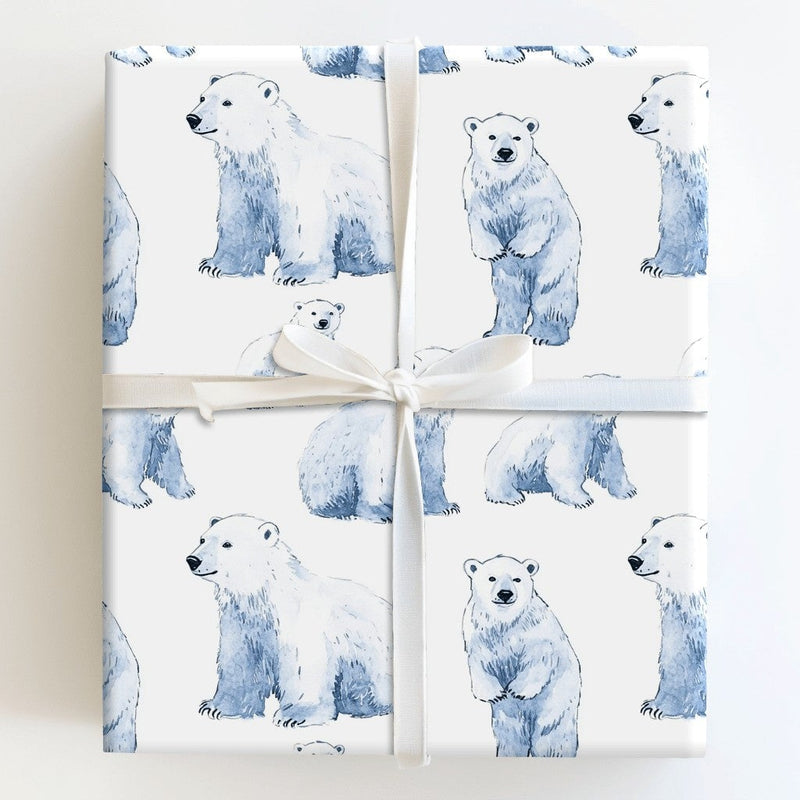 Watercolor Arctic Animal Gift Wrap, Polar Bear Wrapping Paper, Polar Bear Christmas Wrapping Paper, Adorable Winter Bear Wrapping Paper Roll