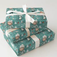 Watercolor Kids Christmas Gift Wrap, Winter Children Wrapping Paper, Whimsical Holiday Wrapping Paper, Adorable Seasonal Gift Wrap Paper Roll