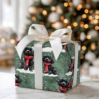 Festive Holiday Dog Wrapping Paper, Black Poodle Christmas Wrapping Paper, Winter Scarf Puppy Gift Wrap, Dog Gift Wrap, Dog Lover Xmas Present