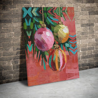 Christmas Ornament Holiday Print, Christmas Ornament Canvas Wall Art, Impressionist Christmas Poster, Festive Art, Digital Download Print