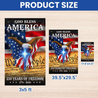 God Bless America Garden Flag | 250 Years of Freedom Eagle & Cross Design | Double-Sided Polyester | Patriotic Outdoor Decor