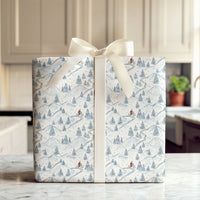 Winter Biking Christmas Gift Wrap, Mountain Bike Santa Wrapping Paper, Snowy Trail Holiday Wrapping Paper, Cyclist Outdoor Gift Wrap