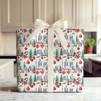 CN Tower Canadian Holiday Gift Wrap Roll, Toronto Skyline Wrapping Paper, Canada Winter City Wrapping Paper, Toronto Christmas Gift Wrap