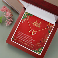 10k Solid Gold Diamond Pendant, Interlocking Hearts Daughter Necklace, Double Heart Necklace, Luxury LED Box, Christmas Present for Daughter