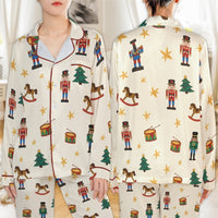 Festive Holiday Pajama Set, Nutcracker Christmas Pajamas, Silky Nutcracker Loungewear, Satin Sleepwear Set, Christmas Present for Her