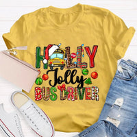 Festive Christmas Graphic Tee, Holly Jolly Bus Driver Shirt, Adorable School Bus Driver T-Shirt, Holiday Season Driver Shirt, Christmas Present