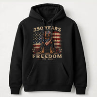 Patriotic Bulldog Hoodie | 250 Years Freedom 1776-2026 Vintage Americana Art | Premium Cotton-Poly Blend | Gift for Veterans and Patriots