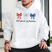 America 250th Anniversary Hoodie | Patriotic Bow Design 250 Years of Freedom | Soft Cotton-Polyester Blend | 4th of July Gift for Patriots