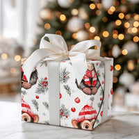 Watercolor Animal Holiday Gift Wrap, Adorable Christmas Monkey Wrapping Paper, Winter Hat Monkey Wrapping Paper, Festive Pine Berry Gift Wrap