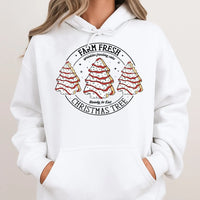 Humorous Cookie Dough Christmas Hooded Sweatshirt, Farm Fresh Christmas Tree Hoodie, Retro Holiday Cookie Tree Hoodie, Christmas Baking Present