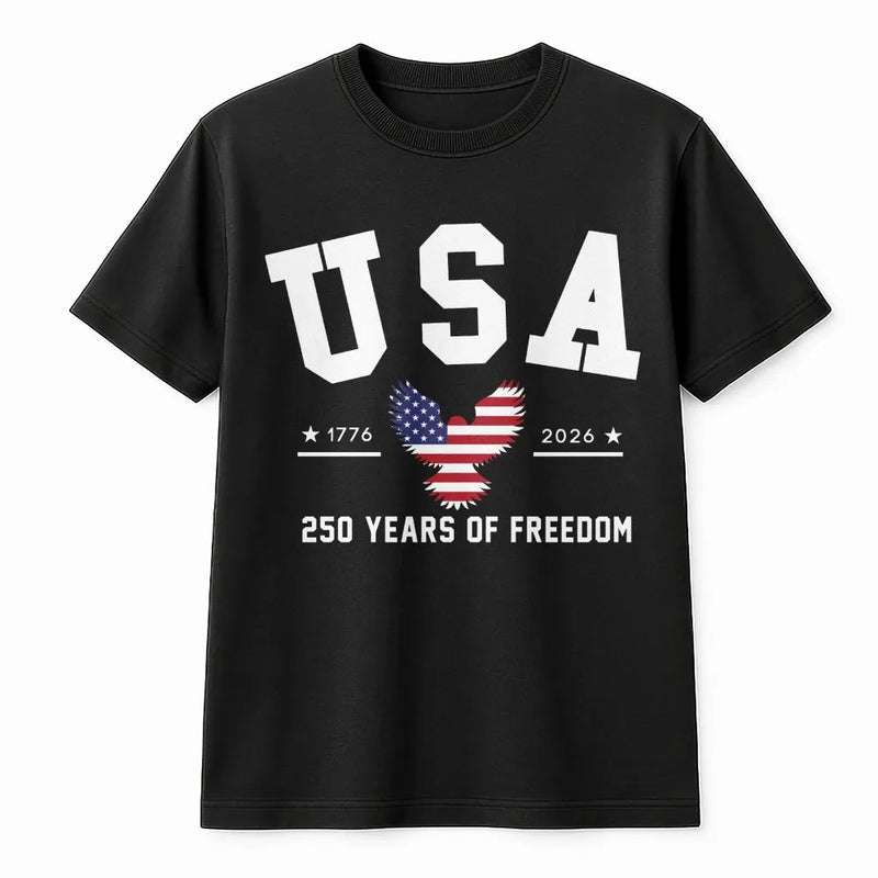 USA 250 Years of Freedom T-Shirt | 1776-2026 Patriotic Eagle Design | Soft Breathable Cotton | Gift for American History Enthusiasts