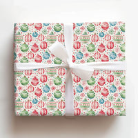 Christmas Ornament Gift Wrap, Watercolor Bauble Wrapping Paper, Festive Snowflake Wrapping Paper, Holiday Confetti Wrapping Paper Roll