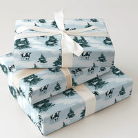 Holstein Cattle Snowy Pine Tree Gift Wrap, Winter Cow Christmas Wrapping Paper, Rustic Farmhouse Present Paper, Country Holiday Present Wrap