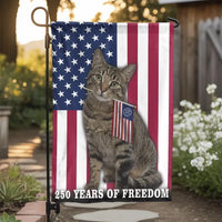 Patriotic Cat Garden Flag | 250 Years of Freedom USA Decor | Premium Weather Resistant Polyester | Yard Art Gift for Cat Lovers
