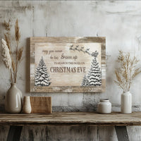 Christmas Wall Art, Santa Sleigh Pine Trees Canvas Print, Rustic Holiday Quote Sign Canvas Decor, Christmas Eve Wall Art, Family Xmas Present