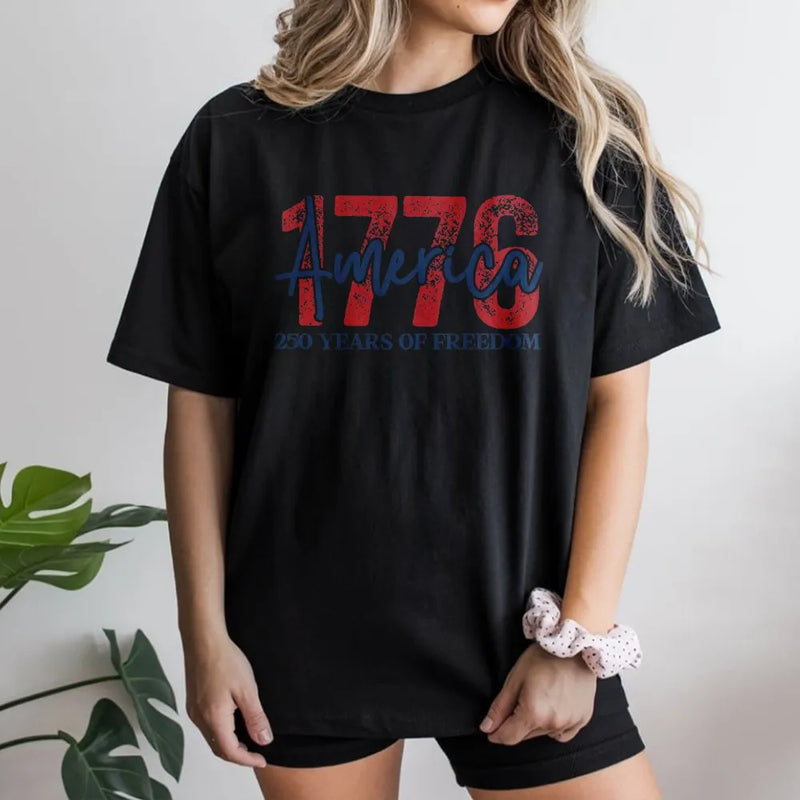 America 1776 T-Shirt | 250 Years of Freedom Patriotic Design | Soft Breathable Cotton Tee | Gift for History and Americana Lovers
