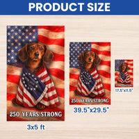 Dachshund Garden Flag Patriotic American 250 Years Strong | Double-Sided Premium Polyester | Outdoor Yard Decor for Dog Lovers