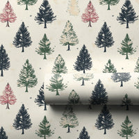 Vintage Christmas Wrapping Paper, Rustic Pine Tree Wrapping Paper, Forest Tree Holiday Gift Wrap, Winter Botanical Wrapping Paper Roll