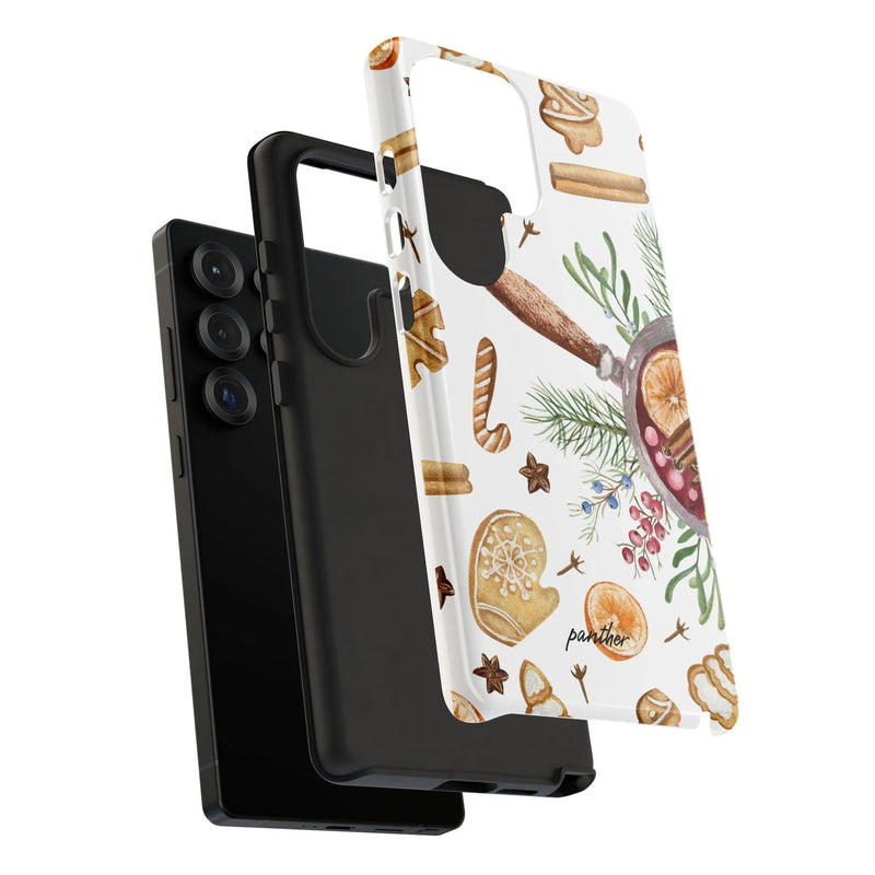 Holiday Baking Mulled Wine Watercolor Cover, Christmas Gingerbread Phone Case Samsung Galaxy, Festive Xmas Tough Samsung Case, Holiday Present