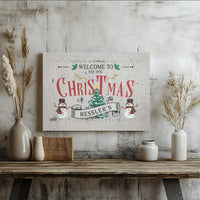 Rustic Snowman Wall Art, Personalized Family Christmas Canvas, Custom Holiday Canvas Print, Winter Family Wall Decor, Festive Home Canvas
