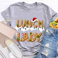 Festive School Cafeteria Holiday Shirt, Christmas Lunch Lady Gingerbread T-Shirt, Adorable Christmas Baker Graphic Tee, Xmas Present