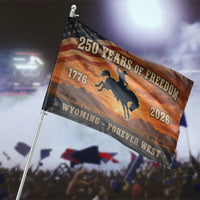 Wyoming Forever West House Flag |250 Years of Freedom1776-2026 Cowboy Sunset Design | Double-Sided UV-Resistant Outdoor Flag | Patriotic Gift for Wyoming Proud Americans