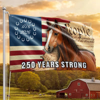 250 Years Strong American Horse Flag | 1776-2026 Patriotic Ranch Decor | Double-Sided UV-Resistant Polyester | Horse Lover Gift