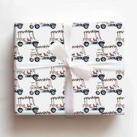 Watercolor Holiday Lights Gift Wrap, Golf Cart Christmas Wrapping Paper, Golfer Xmas Present Paper, Golf Lover Holiday Gift Wrap Roll