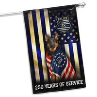 German Shepherd Thin Blue Line Garden Flag | 250 Years Police Service Commemorative | Double-Sided Polyester | Law Enforcement Support Gift