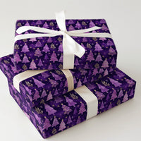 Watercolor Xmas Tree Gift Wrap, Purple and Gold Christmas Tree Wrapping Paper, Elegant Starry Gift Wrap, Holiday Present Wrapping Paper