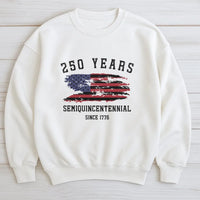 250 Years Semiquincentennial Sweatshirt | Distressed American Flag Since 1776 Design | Soft Cotton Polyester Blend | Patriotic Gift for History Lovers