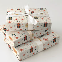 Mid-Century Gift Wrap, Retro Christmas Wrapping Paper, Vintage Starburst Holiday Paper Roll, Retro Present Wrap, Xmas Gift Wrapping Paper