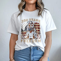 Patriotic Bulldog T-Shirt | 250 Years of Freedom 1776-2026 Vintage Americana Art | Soft Breathable Cotton Tee | Gift for Dog Lovers and Patriots