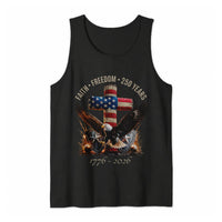 Patriotic 250 Years American Flag Tank Top | Faith Freedom 1776-2026 Eagle & Cross | Premium Soft Breathable Fabric | Independence Day Gift for Patriots